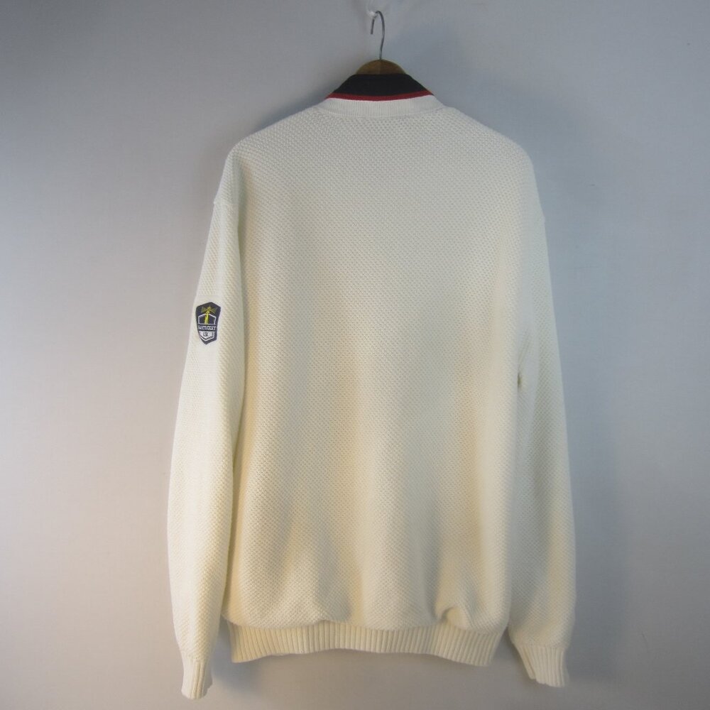 Holebrook Sweden Men XL Red White Blue Organic Cotton Zip Sweater Nantucket RISK - Picture 7 of 12